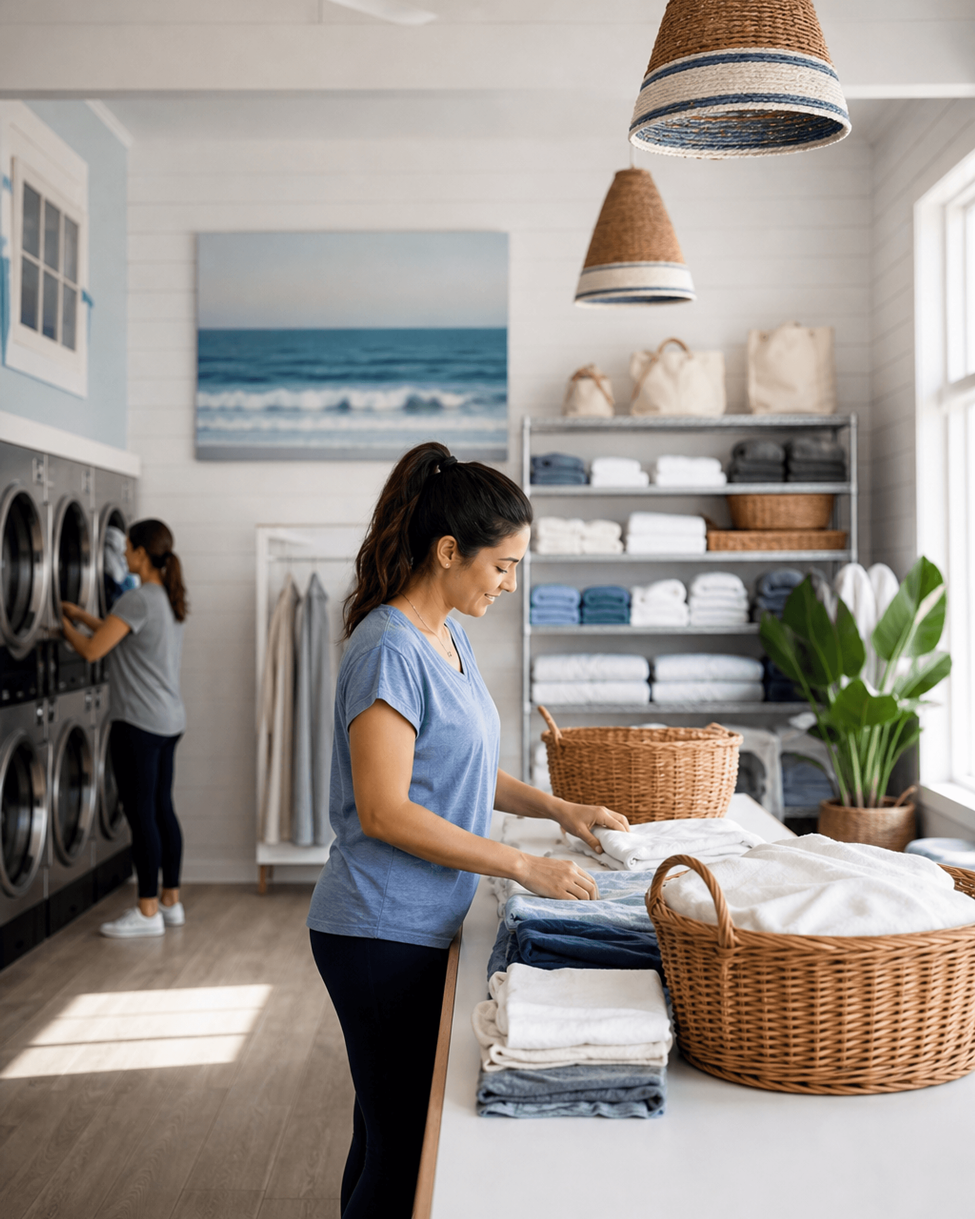 The Seaside Wash and Fold storefront and interior